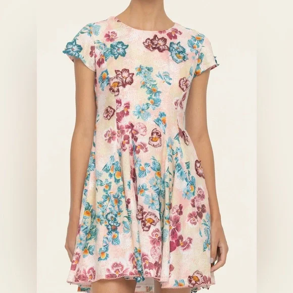 Agua by Agua Bendita Linen Embroidered Pupe Prado Mini Dress Medium